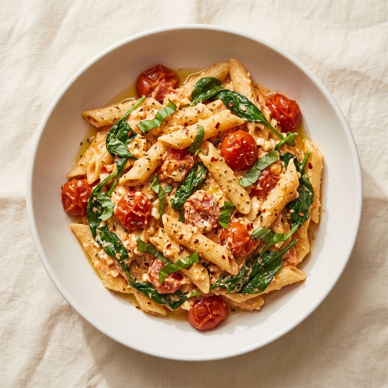 Baked Feta Pasta with Cherry Tomatoes & Spinach