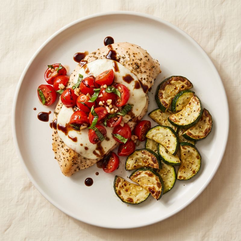 Bruschetta Chicken with Mozzarella & Roasted Zucchini
