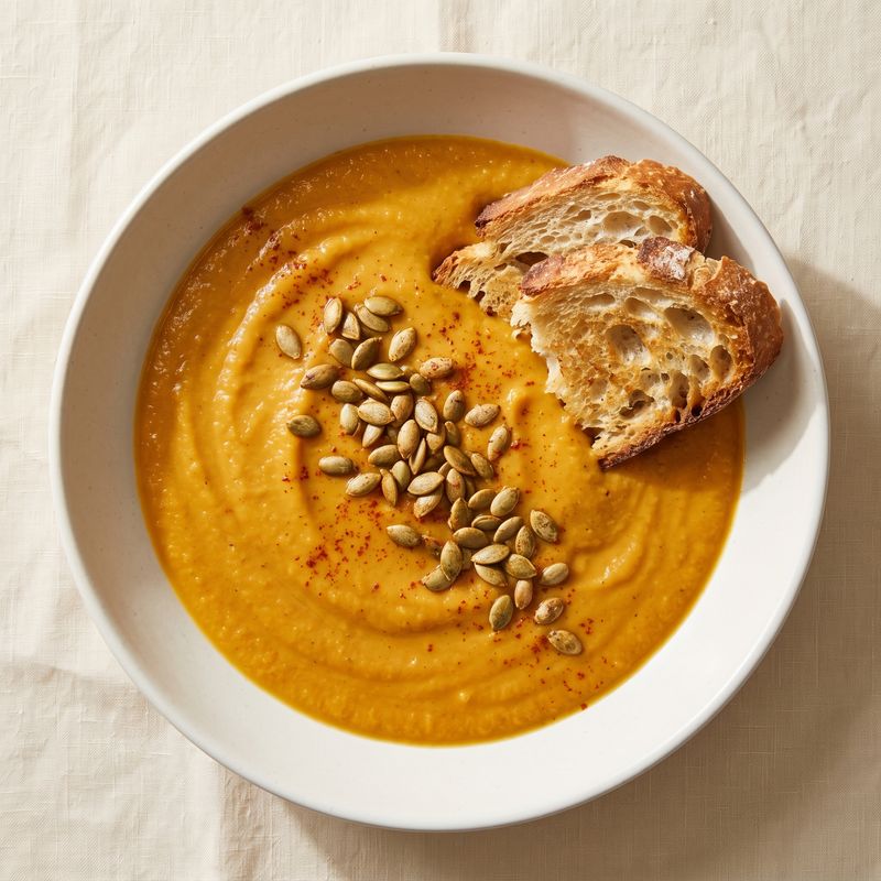 Roasted Butternut Squash Soup with Crusty Bread