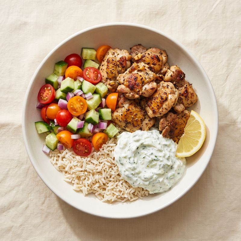 Greek Chicken & Rice Bowls with Tzatziki