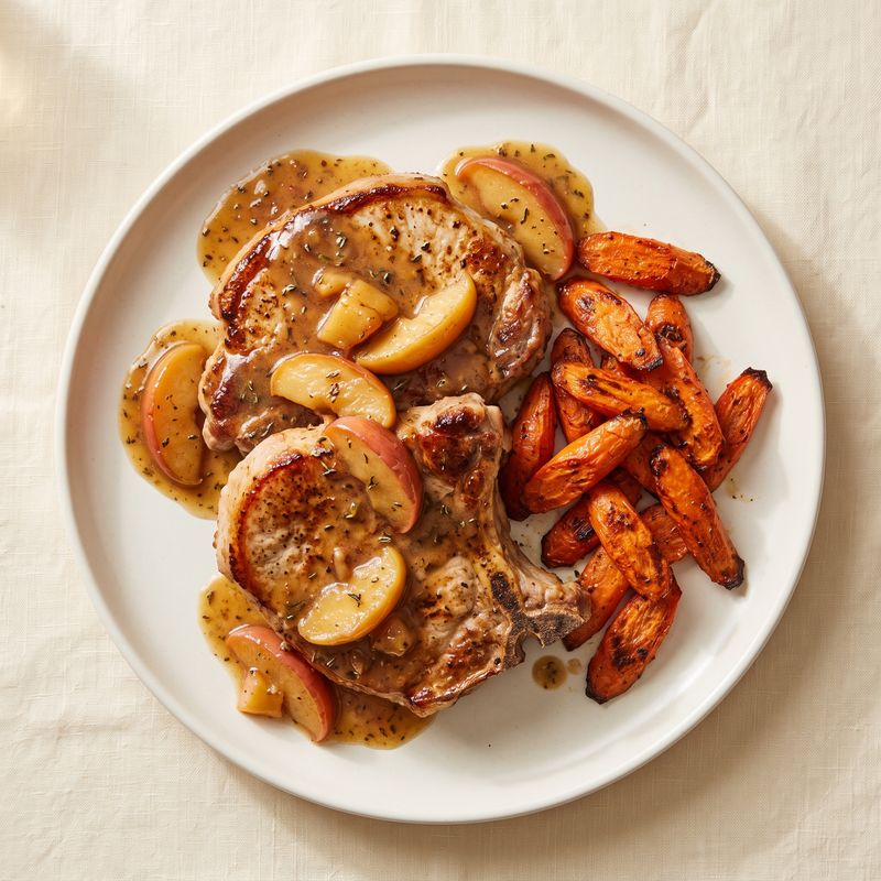 Pork Chops with Apples & Roasted Carrots