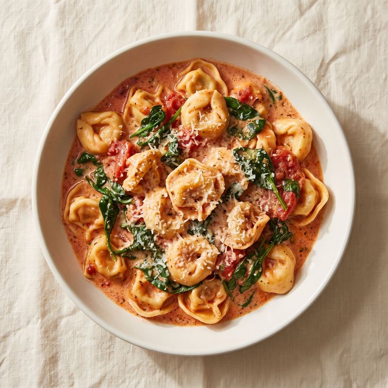 One-Pan Creamy Tomato Tortellini with Spinach